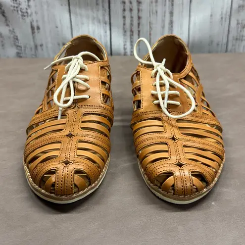 Rollie Nation Tan Leather Derby Cage Lace Up Shoes Size 7