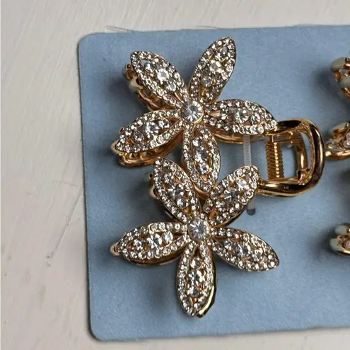 Sunday State Gold Embellished Pearl and Jewel Flower Hair Clip Accessories