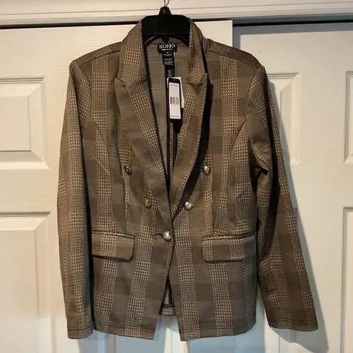 Soho  Military Houndstooth Plaid Blazer Suit Jacket Christmas Gift sz M, NWT