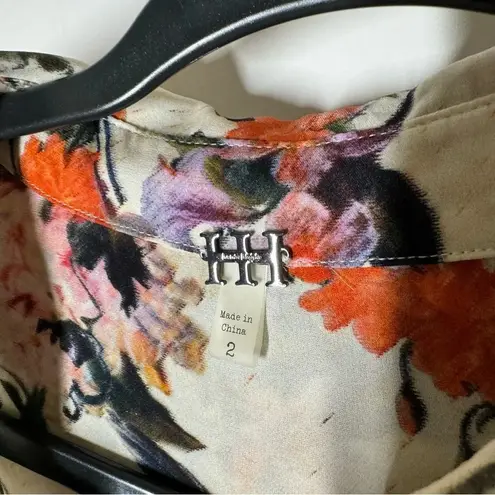 Haute Hippie Debutante Button Front Silk Dress in Buff Floral Size 2