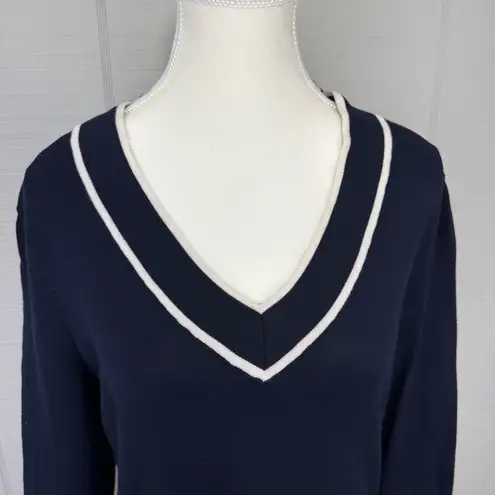 Lauren Ralph Lauren Navy Blue White Stripe V
