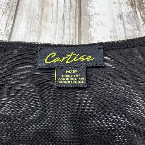 Cartise Embellished Shirt Sz M Black Silver Sequins Beaded Glam Y2K FairyGrunge Size M