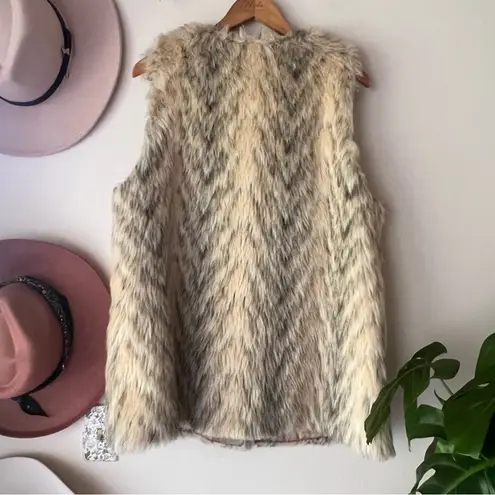 Vintage LIFESTYLE 80S by ANDREA UNGER tie front fur vest SIZE LARGE mob wife Tan