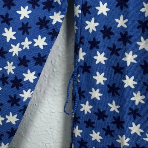 Boden Jersey Midi Dress Size 4L Blue White Stars Novelty Stretch Modest Church