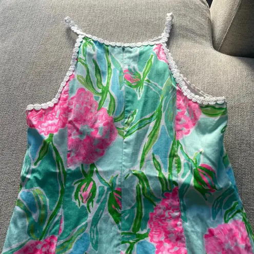 LILLY PULITZER 2 Small Crochet Top High Nevk Pink Green Mini Sheath Dress
