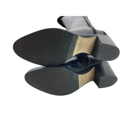 *Vero Cuoio Boots Womens Sz 36 Black Leather Knee High Fold Over Classic Luxury