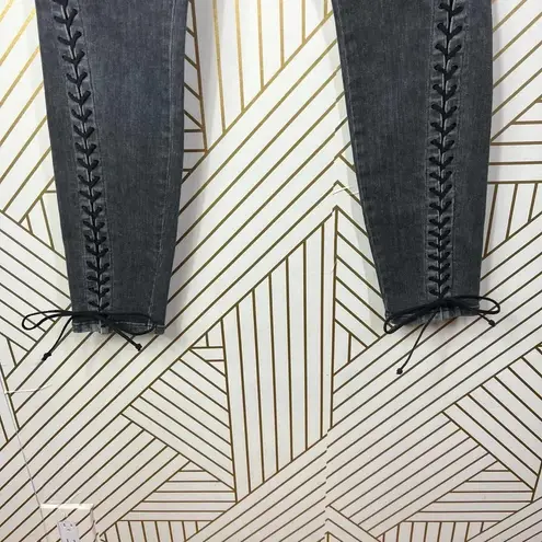 Hudson Jeans ‎ The Stevie Midrise Lace Up Skinny Jeans in Vacancy Gray Size US 27