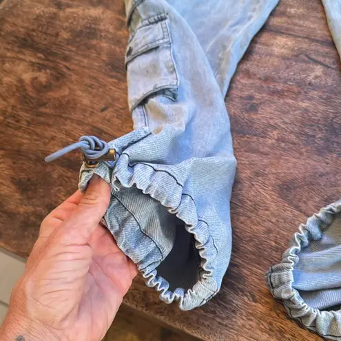 Envy Slouchy denim cargo Light Blue Pants size oversized small lightweightight NWT