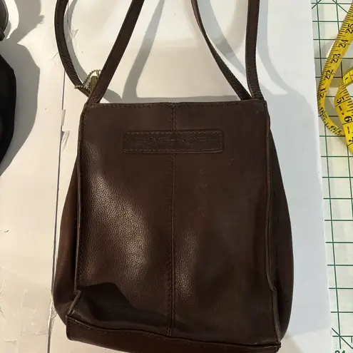 Fossil  Pebbled Brown Leather Organizer Shoulder Bag Great‎ Patina