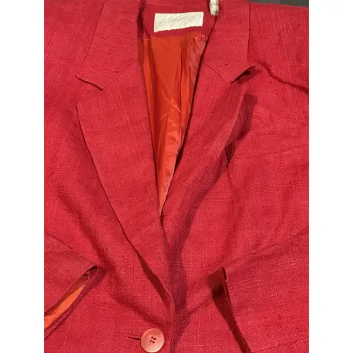 Vtg Lord & Taylor Size 12Red 100% Silk Blazer E0130 Red