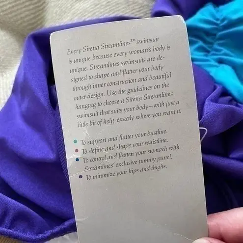 Vintage 80s New Sirena Swimsuit Blouson Top L 14 Blue Size 12