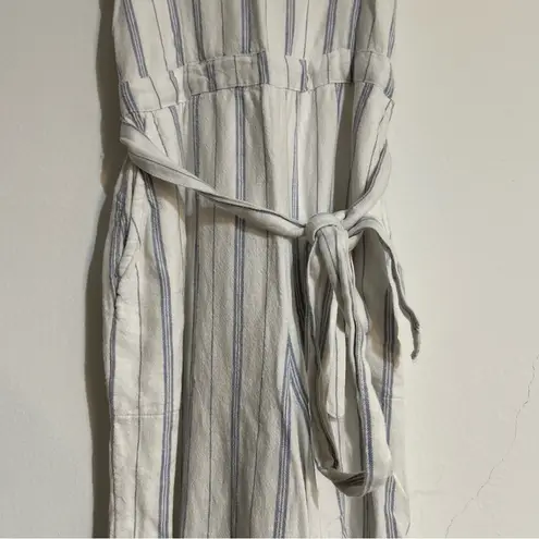 Abercrombie & Fitch  Striped Linen Blend Jumpsuit Blue White Size Small Petite