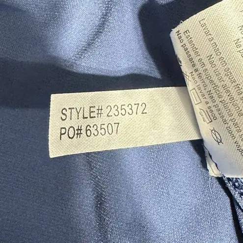 Alex Evenings Tea Length Dress Women's Petite 14P Blue Sequin Beaded Trim