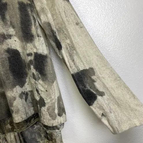 Scandal Italy Sweater Top Long Sleeve Knit Layered Lined Sheer Shirt Pleat Back* Brown Size M