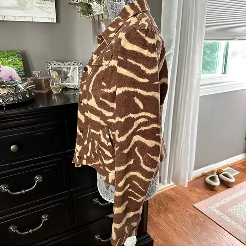 Lauren Jeans Co. Brown & Tan Animal Print Denim Jacket Western Safari Size M Size M