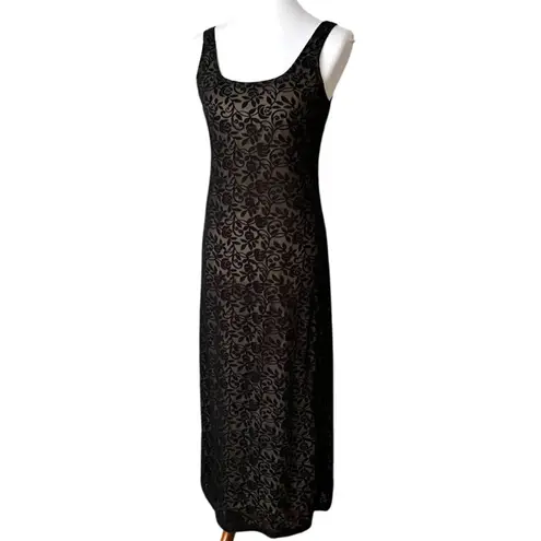 Vintage 90s Maxi Small Dress Sheer Express Tricot Y2K Long Dress Grunge Whimsi Black