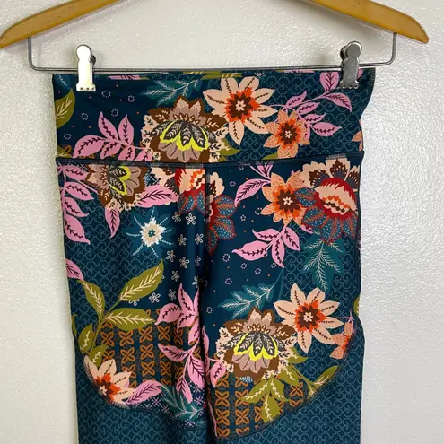 Johnny Was Bee Active Leggings Small Multi Floral Pull On Boho Gym Workout Color