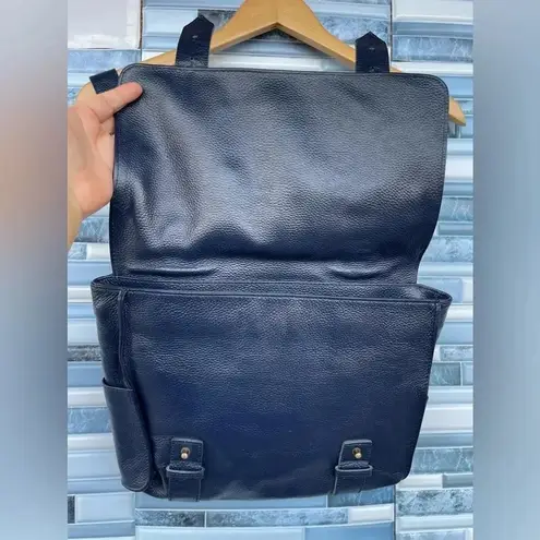 Vere Verto navy blue leather backpack Blue