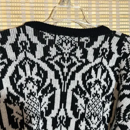 Jamie Scott Vintage 1990s Y2K Black White William Morris Pattern Cardigan Small