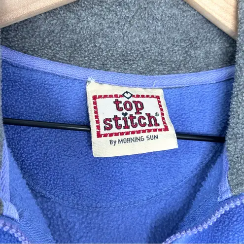 Vintage Top Stitch Morning Sun Blue Fleece 1/4 Zip Birdhouse Grandmacore Sz L Size L