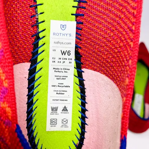 Rothy's The Point Pomegranate Grid Size 6 Slip On Ballet Flats Pink Orange