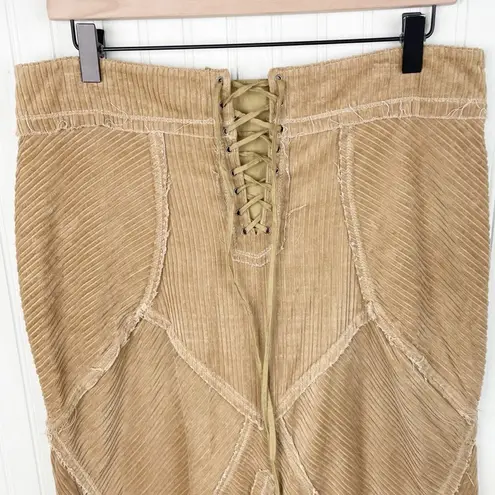 Cordelia Corduroy Patchwork Long Length Maxi Skirt Y2K Boho Hippie Size Medium Tan