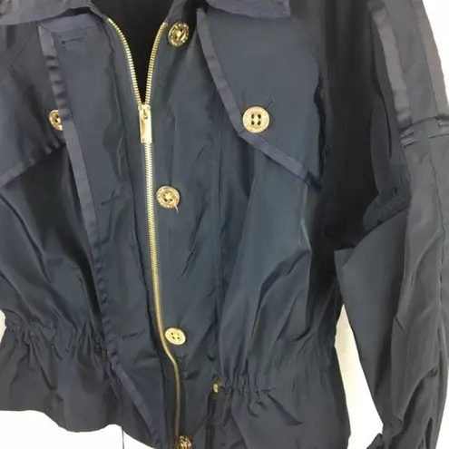 Adrienne Vittadini Dark Blue Zip Up Cropped Jacket M