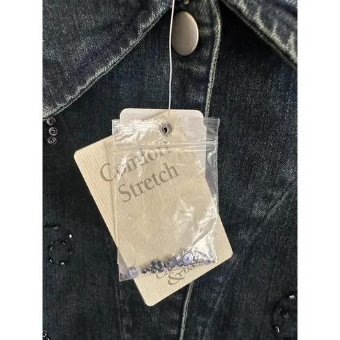 Christopher & Banks Y2K NWT Sparkle Beaded Denim Jacket size Large