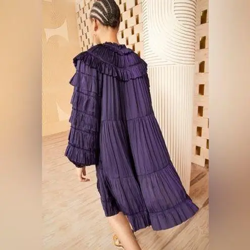 Ulla Johnson Elsa Dress Lago Deep Purple Size 0 Ruffle Royal Tiered Statement