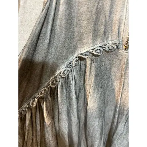 POL  Women's Sleeveless Babydoll Dress Blue Crochet Detail Size Standard S