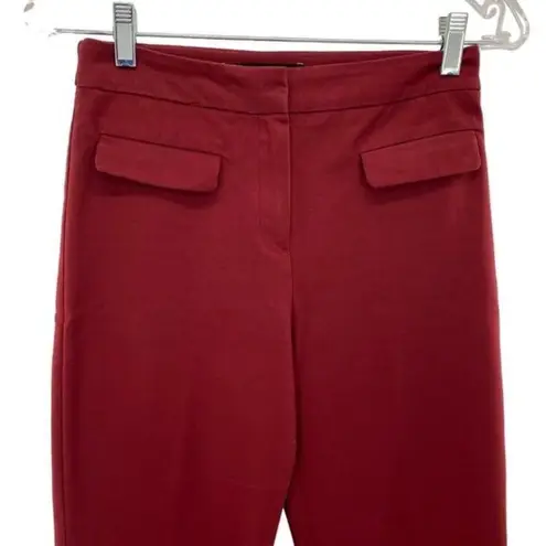 Mango  Womens Red Cropped Straight Cut Trouser Pants