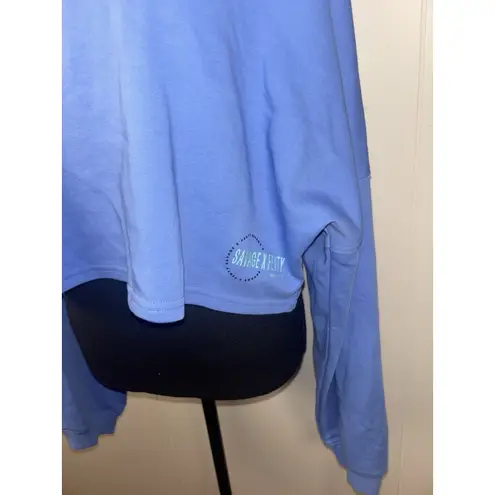 Savage Fenty Rihanna Xssential Terry Scope Logo Crop Hoodie Blue XL Oversized