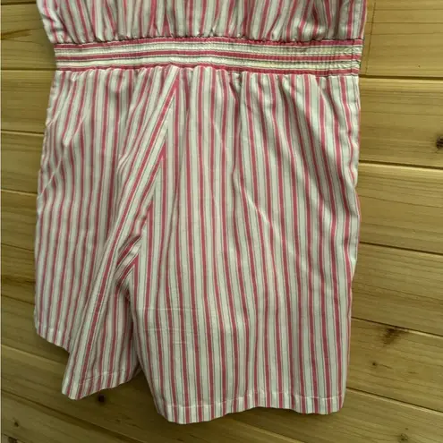 Vintage 60’s Alternating Current Size Medium Pinstripe Collared Romper Pink