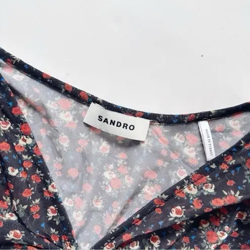 Sandro NEW Bethanie Mesh Floral Print Top