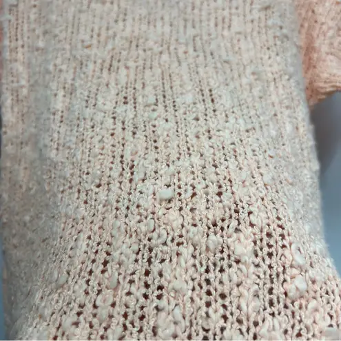 Vintage 80’s M peach Knit short sleeve Sweater Floral Embroidery Orange Size M