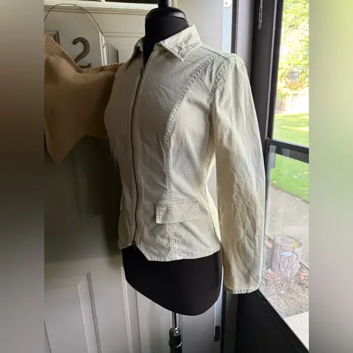 Vintage Y2K Bisou Bisou khaki zipper moto jacket, size 8 Tan