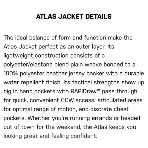 5.11 Atlas Tactical Zip Trench Jacket XS