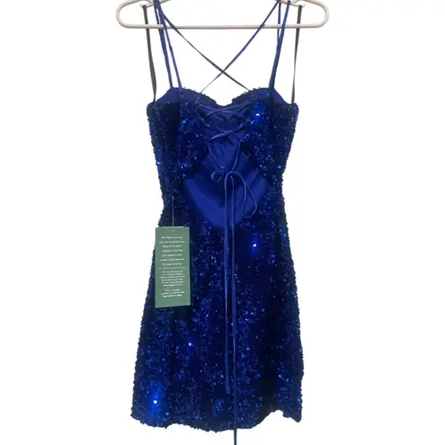 B. Smart Royal Blue Sequin Bodycon Dress - Size 9