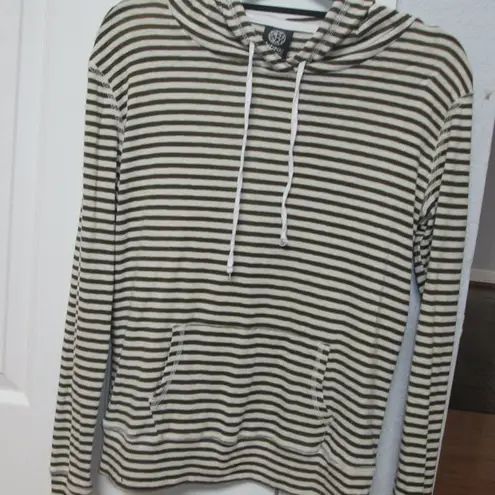 Bobeau Brown/Tan Striped Hoodie - Sz Med