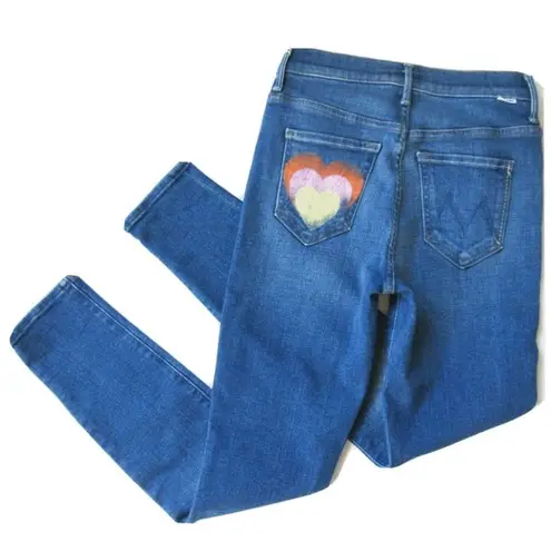 NWT Mother Super Stunner Ankle in Double Vision Heart Stretch Skinny Jeans 24