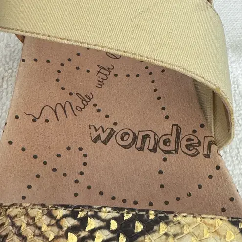 WONDERS Leather Slingback Ankle Strap Snake Slide Sandal Size 38 Brown