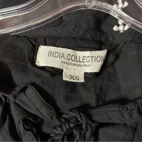 INDIA COLLECTION BY EMERSON FRY Bardo top embroidered black white XS