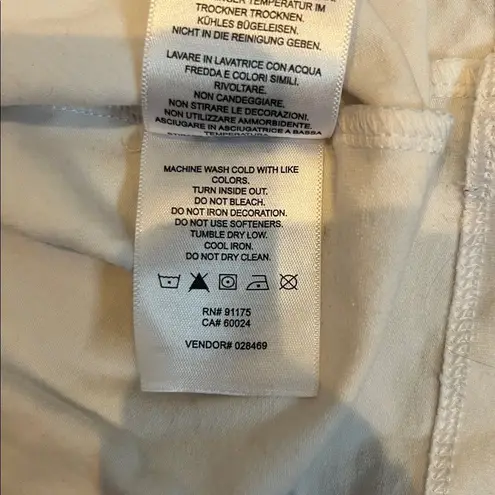  Womens XL Plain Solid White w/ Fila Logo T shirt Short Sleeves Crew Neck