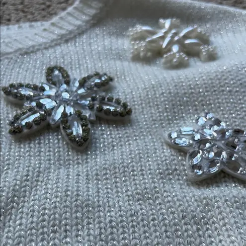 Holiday Time White Sweater with Faux Fur