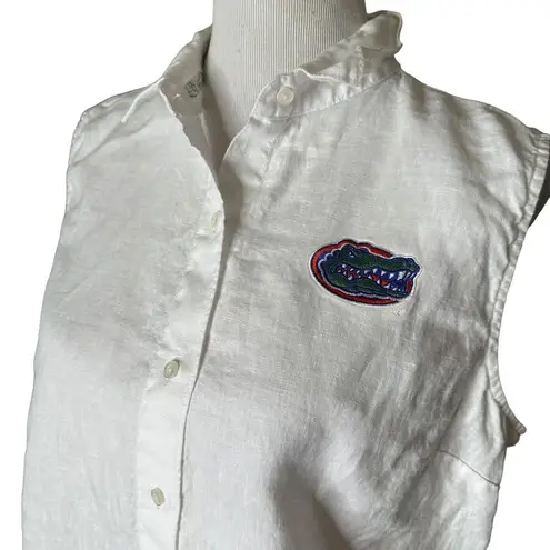 Tommy Bahama  White Florida Gators 100% Linen Sleeveless Blouse Womens Size M L