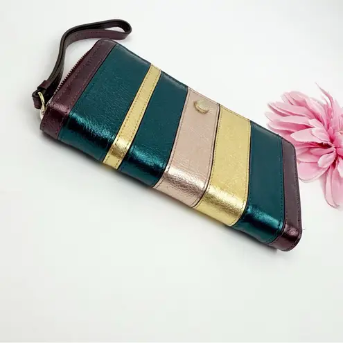 Radley London Clifton Hall Phone Wristlet Wallet Metallic Amethyst Gold Heritage