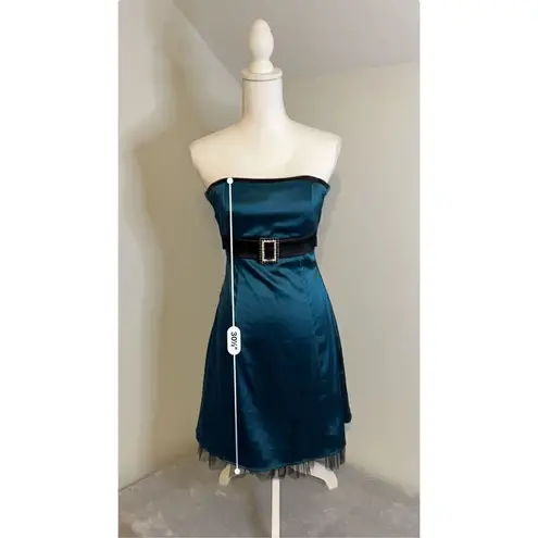 Teeze Me Vintage y2k Tube Top Teal Party Cocktail Mini Dress 5