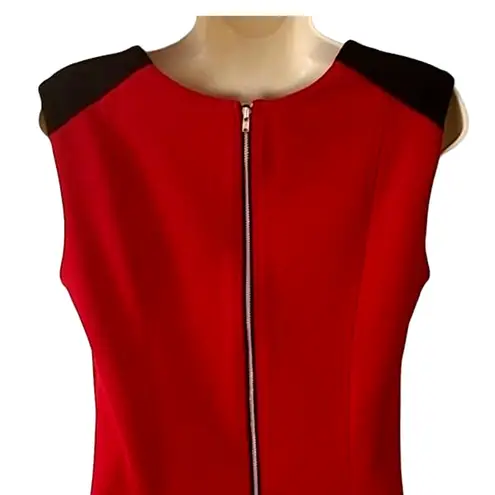 Robbie Bee Women's Size 6 Sleeveless Fit & A-Line Dress Red Black Colorblock