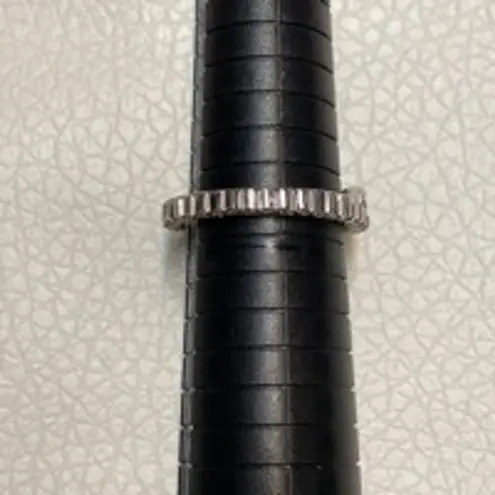 None Silver Eternity Band Ring Baguette & Round CZ Stones Size 11