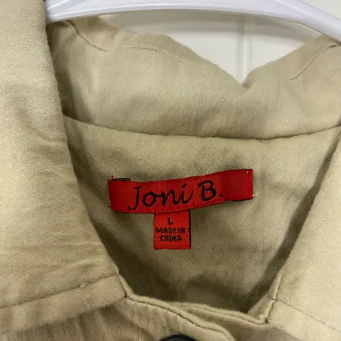 Vintage Joni B women’s tan black embroidered leaf floral button collared jacket Size L